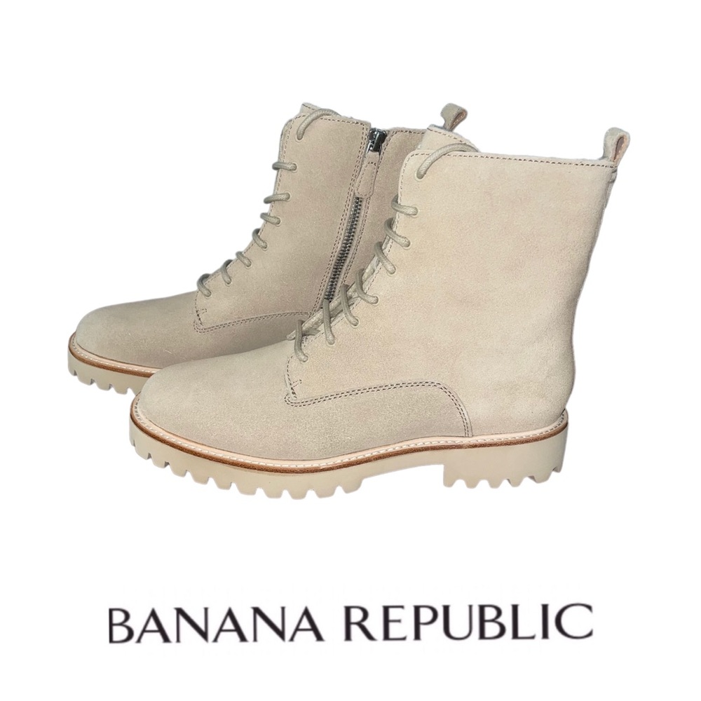 Banana Republic Combat Boots Suede Bone Size 7.5 NEW IN BOX
